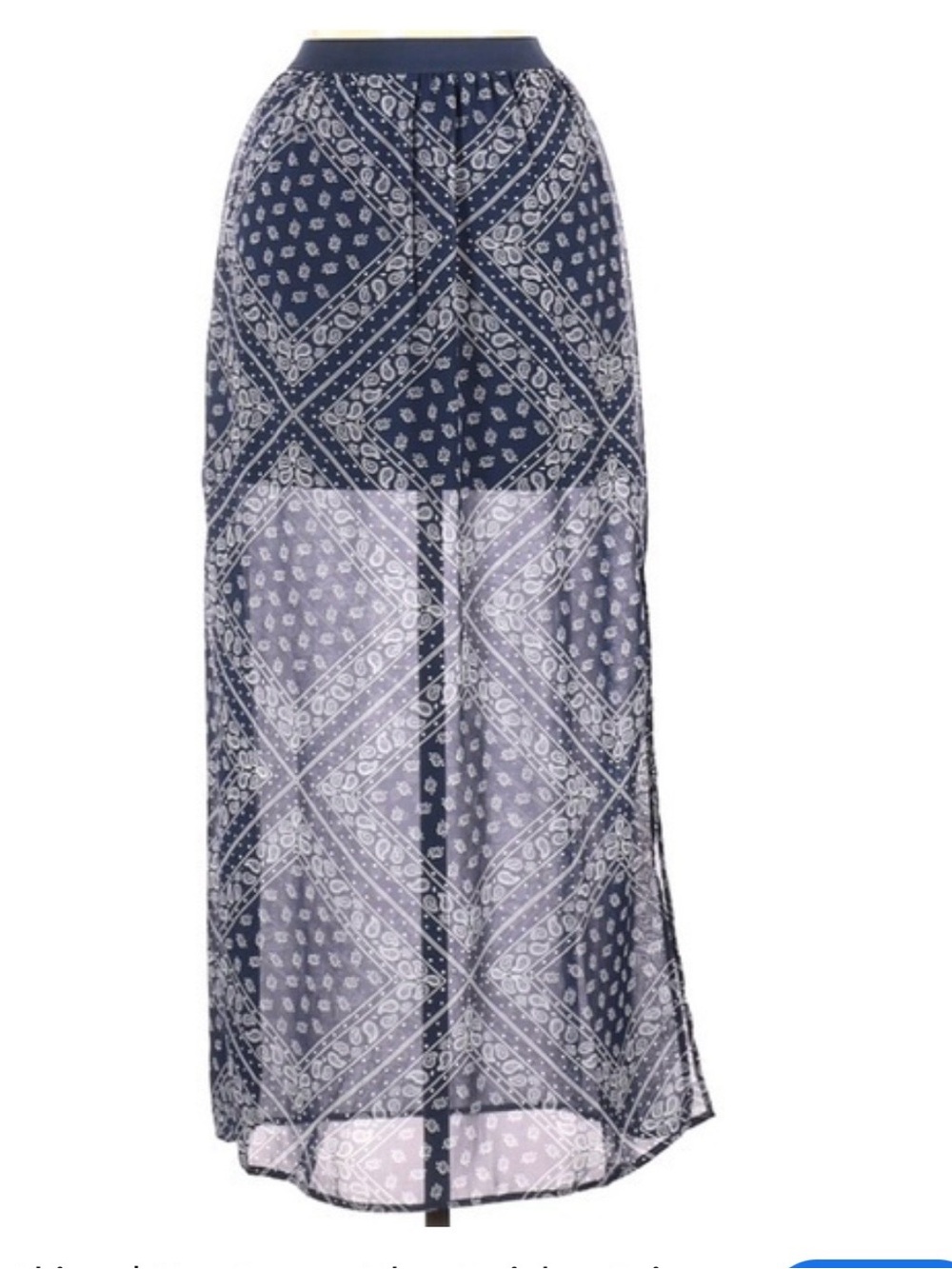 H&M Navy and White Paisley Maxi Skirt